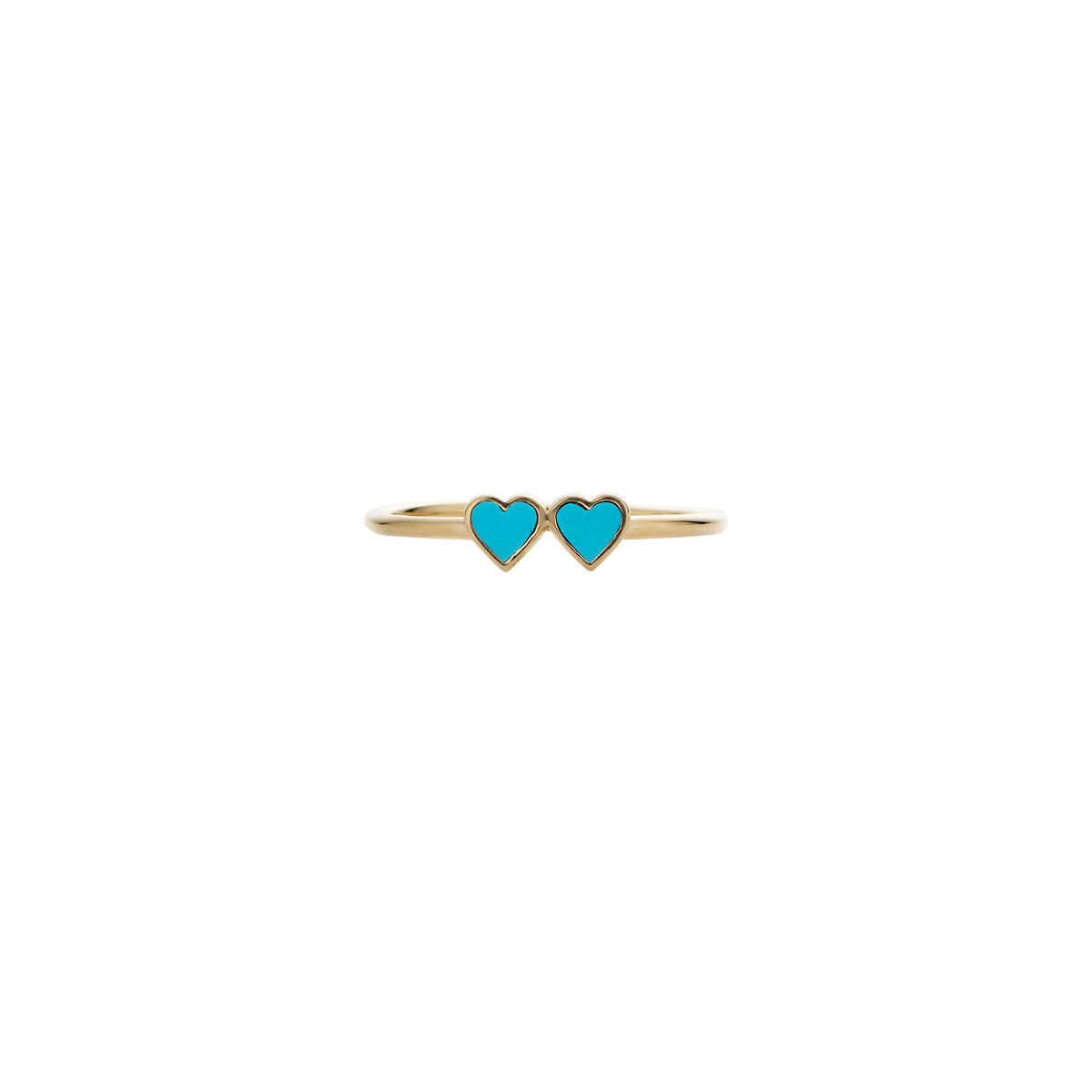 turquoise double heart gold ring