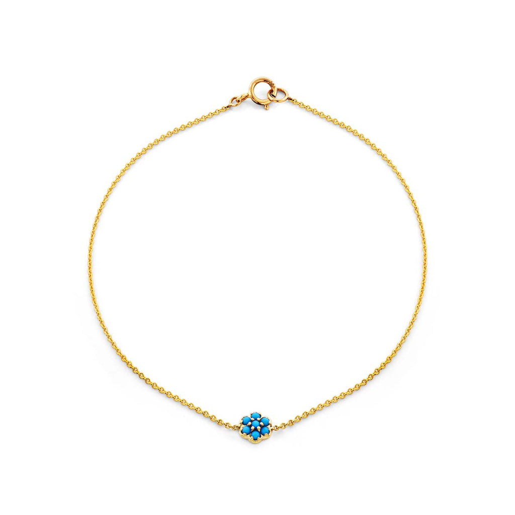 turquoise flower gold bracelet prb 056 14ky