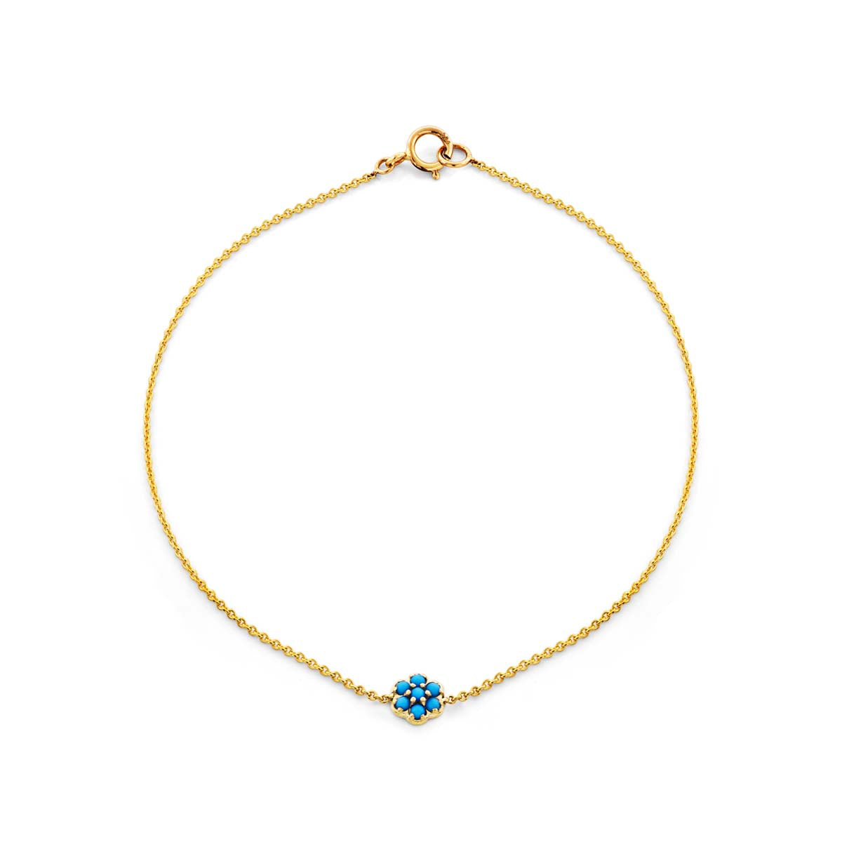 turquoise flower gold bracelet prb 056 14ky