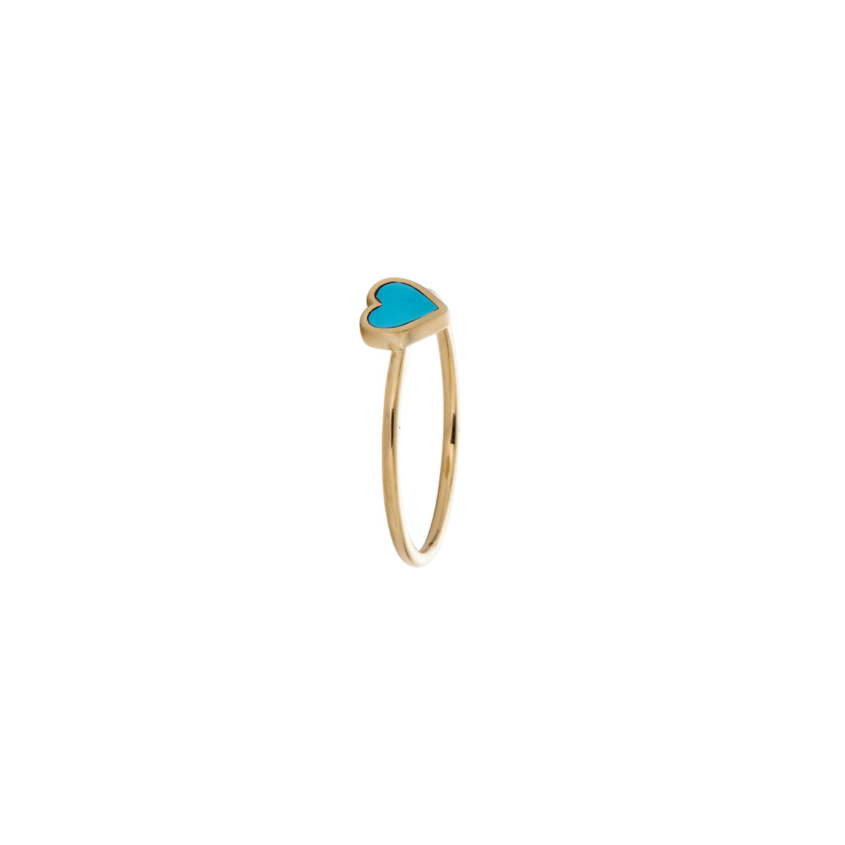 turquoise heart gold ring side view
