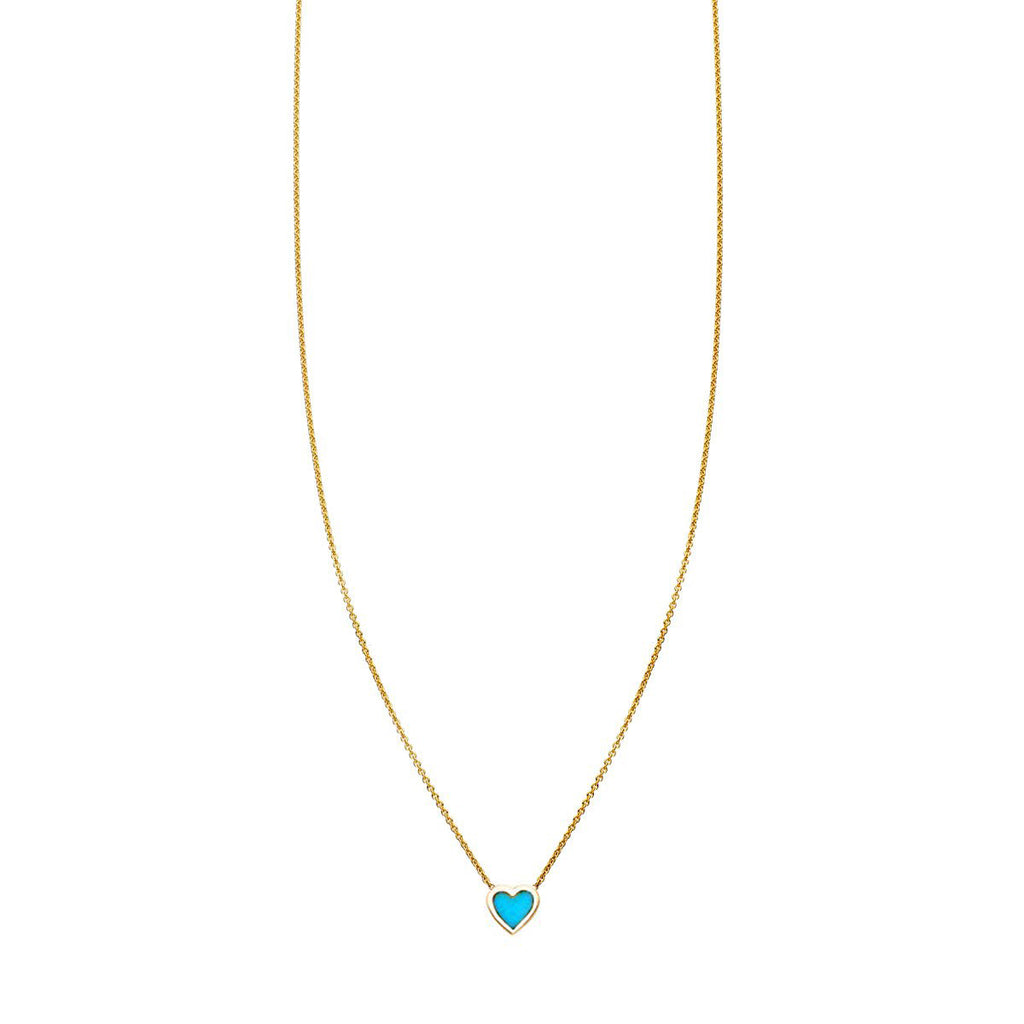 turquoise inlaid heart necklace PRN 145 TUR