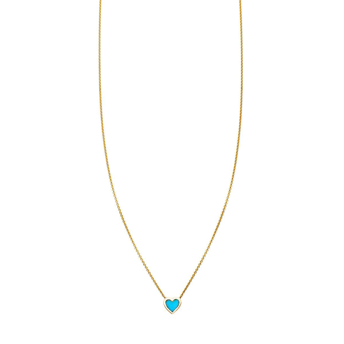 Delicate turquoise inlaid heart necklace - feminine boho jewelry