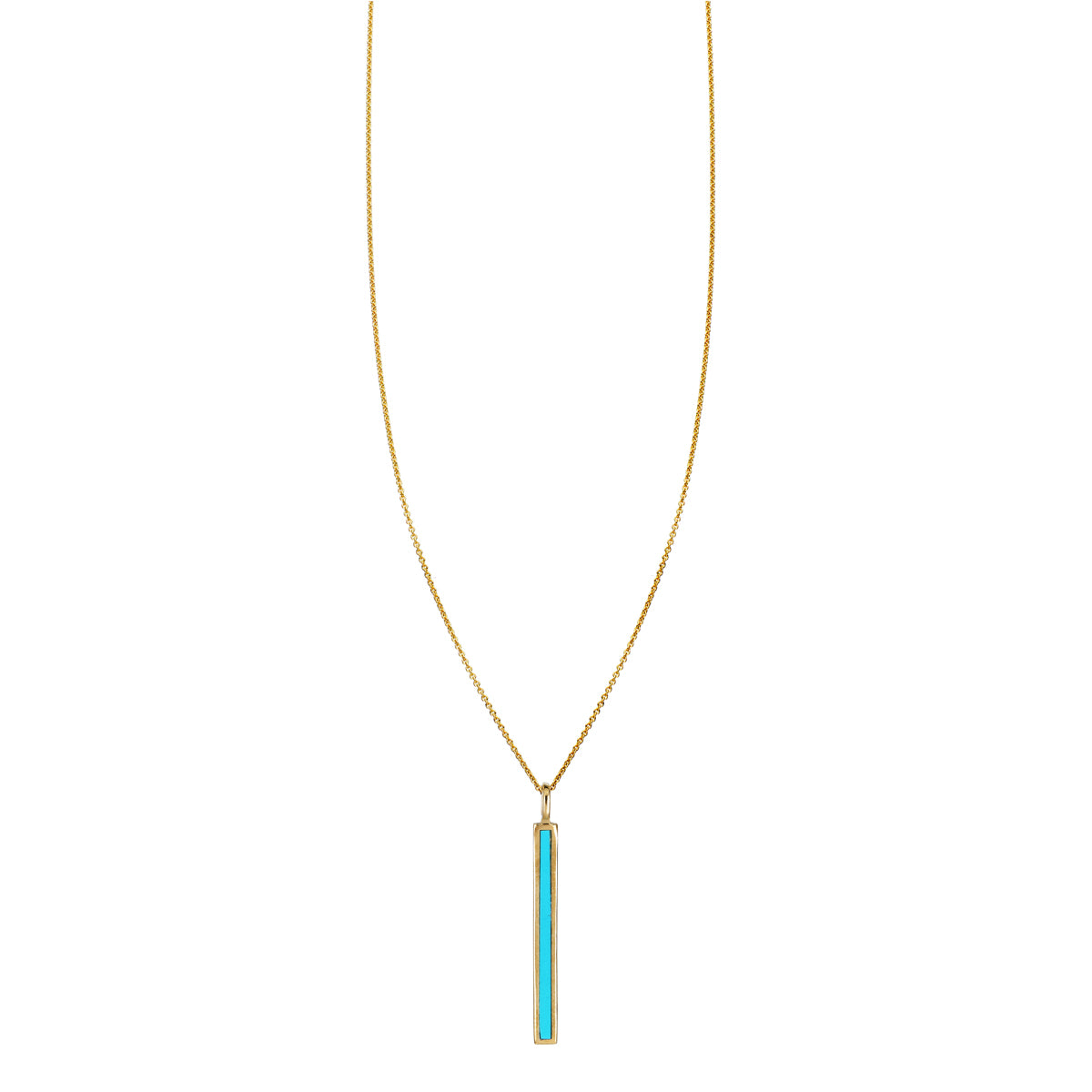 turquoise inlaid long bar  necklace a