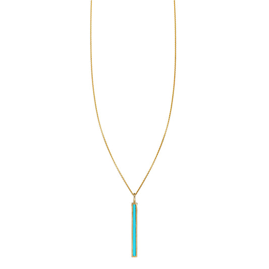 turquoise inlaid long bar  necklace a