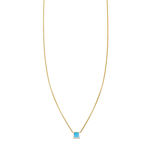 turquoise inlaid square necklace PRN 505 TUR