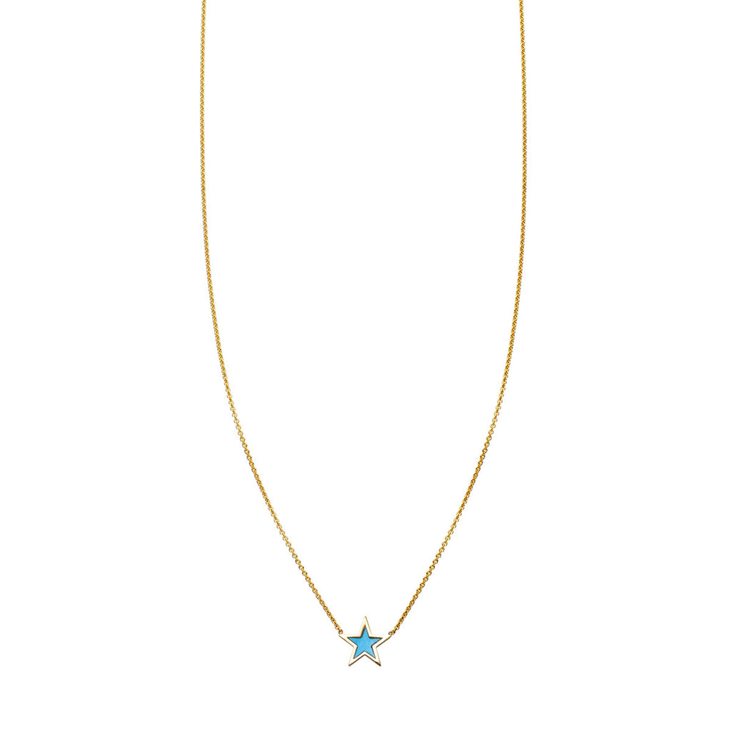 turquoise inlaid star necklace PRN 506 TUR