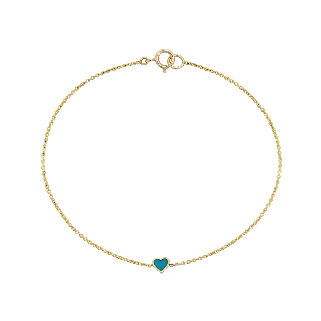 turquoise inlaid tiny heart bracelet