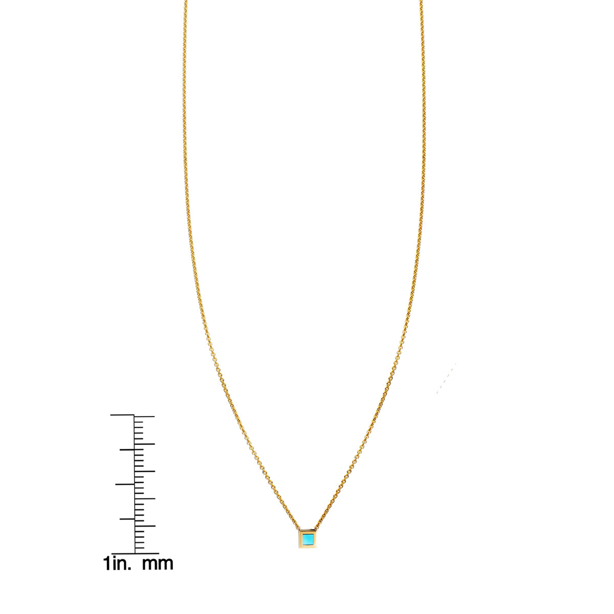 turquoise inlaid tiny square necklace