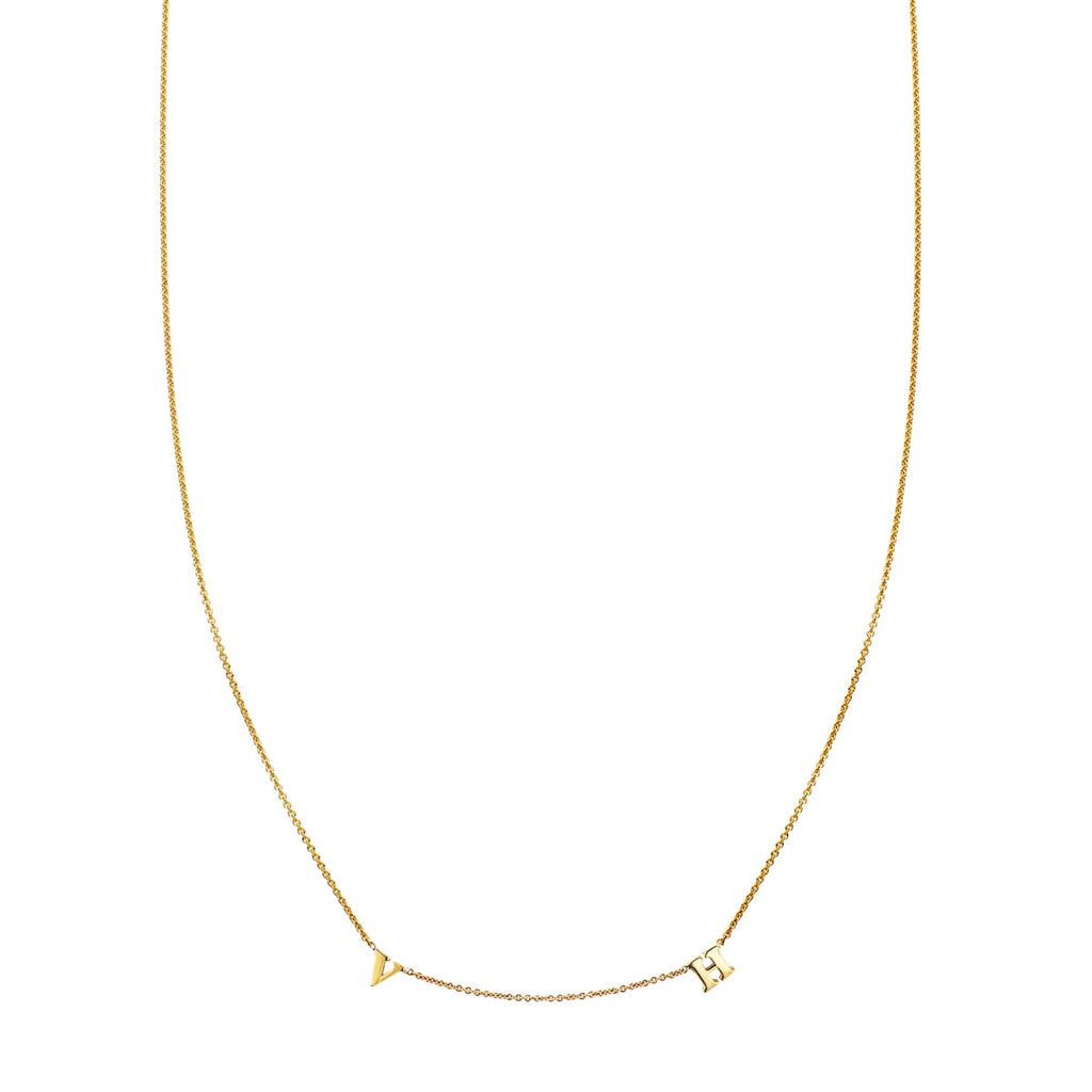 two letter gold initial necklace PRN 504 14KY