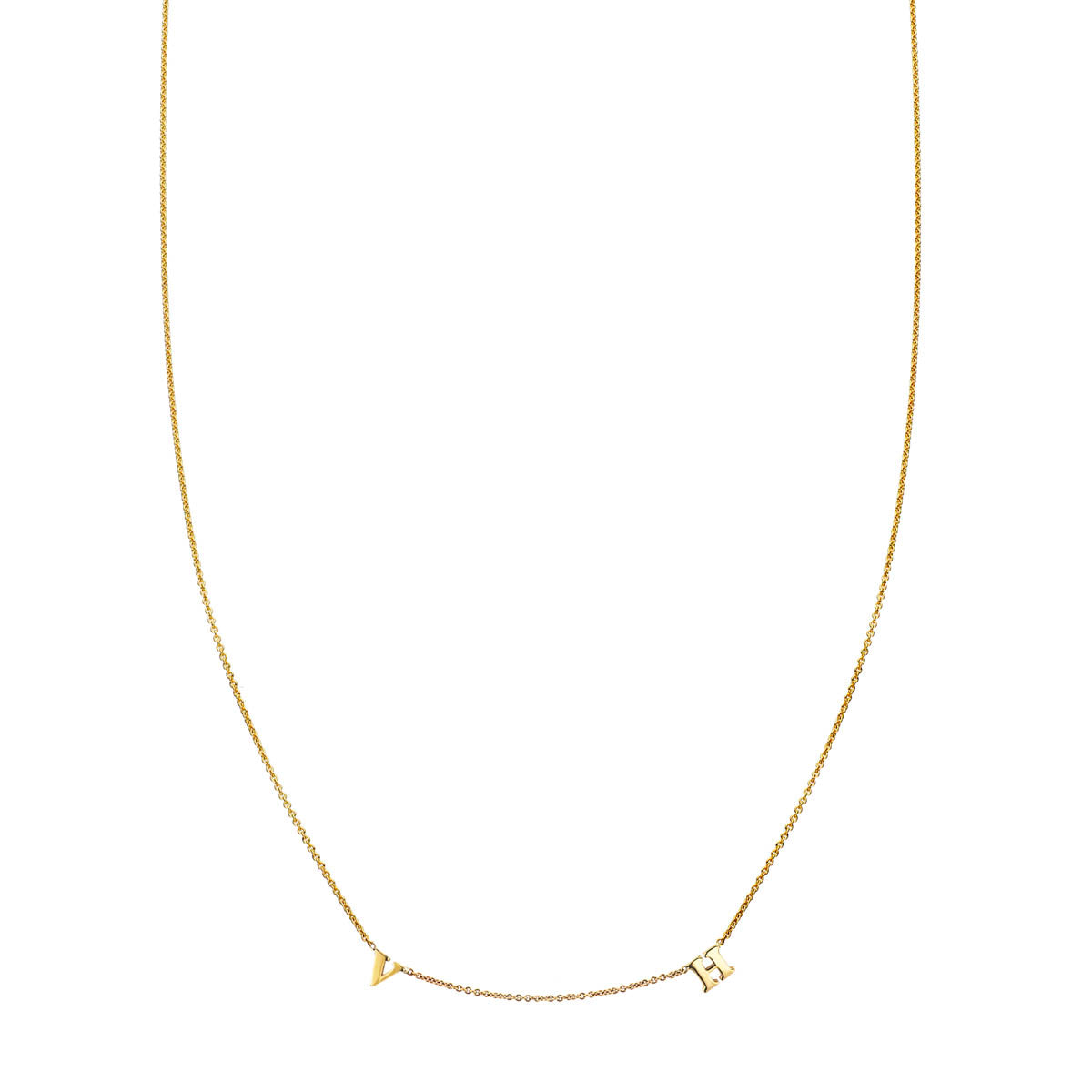 two letter gold initial necklace PRN 504 14KY