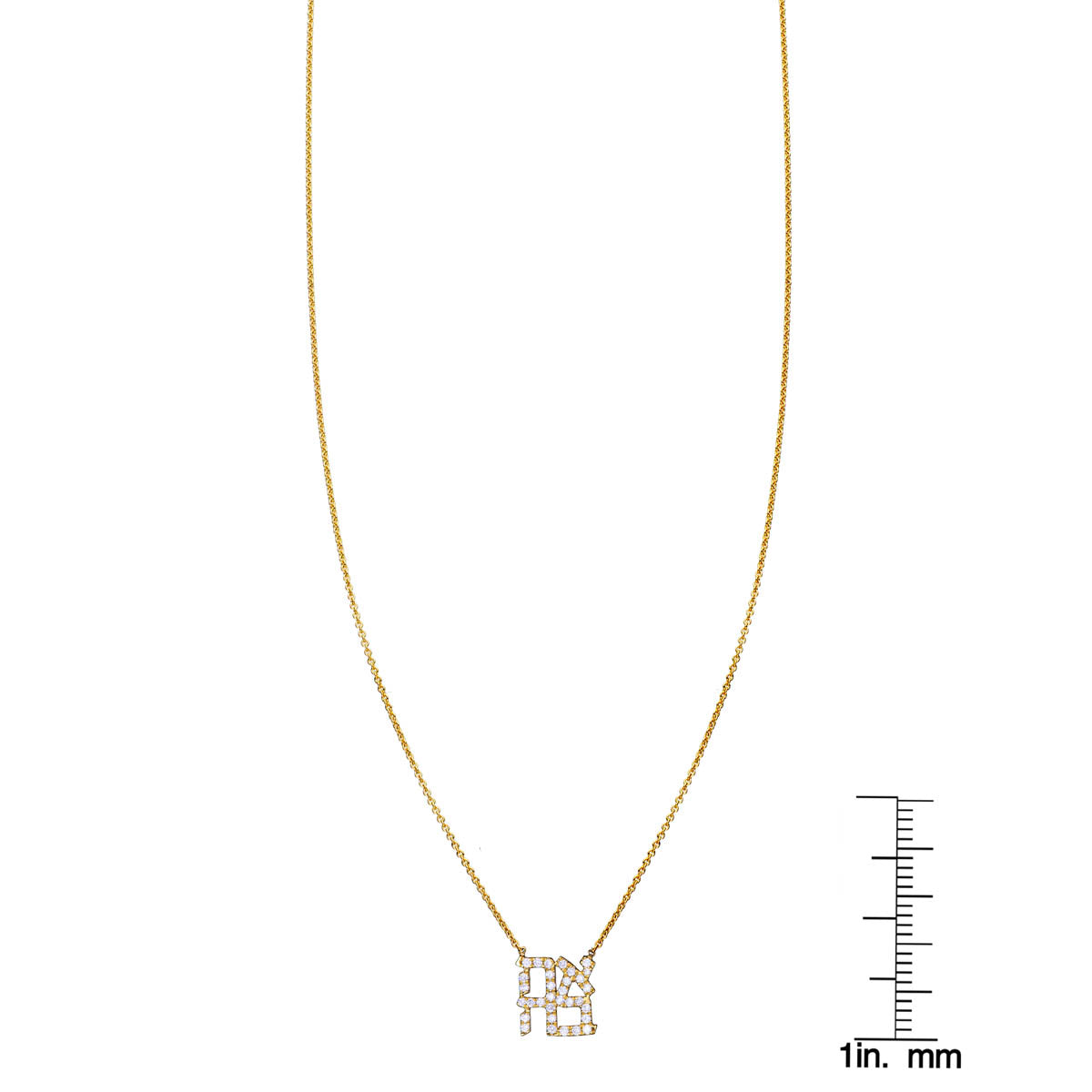 white diamond ahava love necklace with ruler