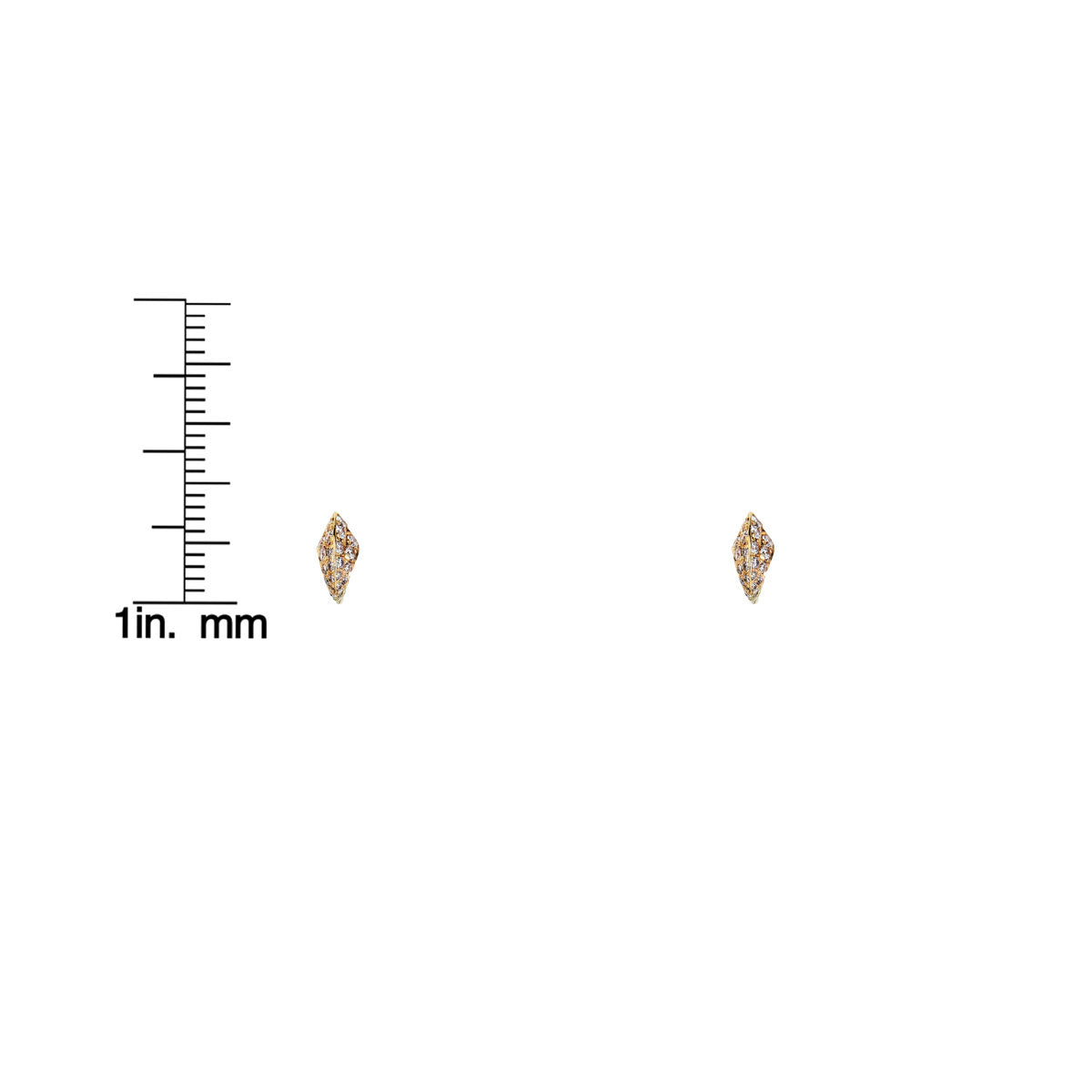 white diamond cats claw stud earrings scale measurement
