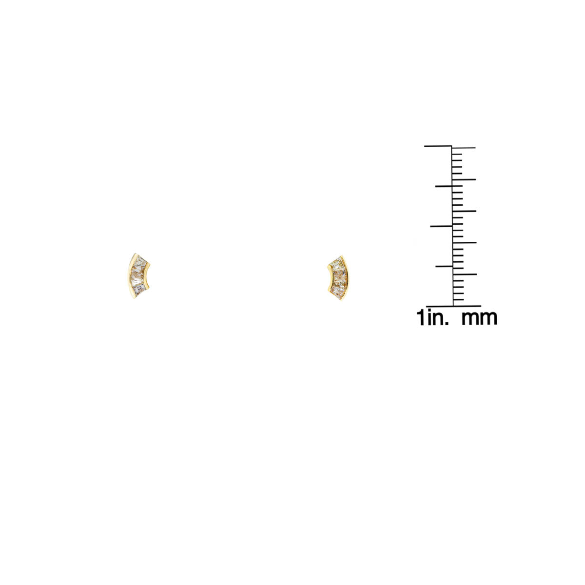 white diamond fan earrings with ruler