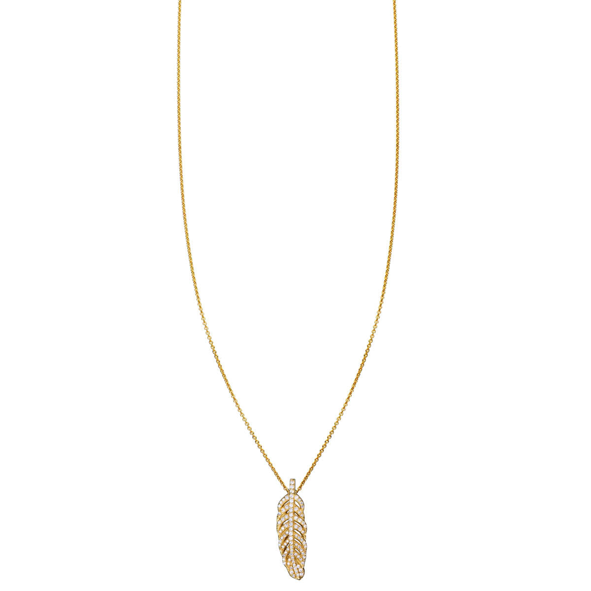 white diamond feather necklace PRN 056 WD