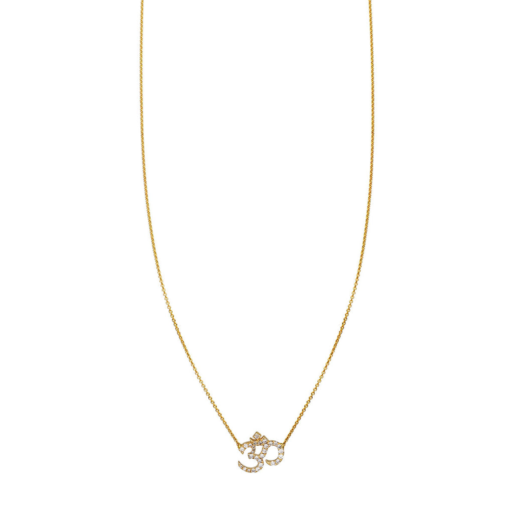 white diamond gold ohm necklace