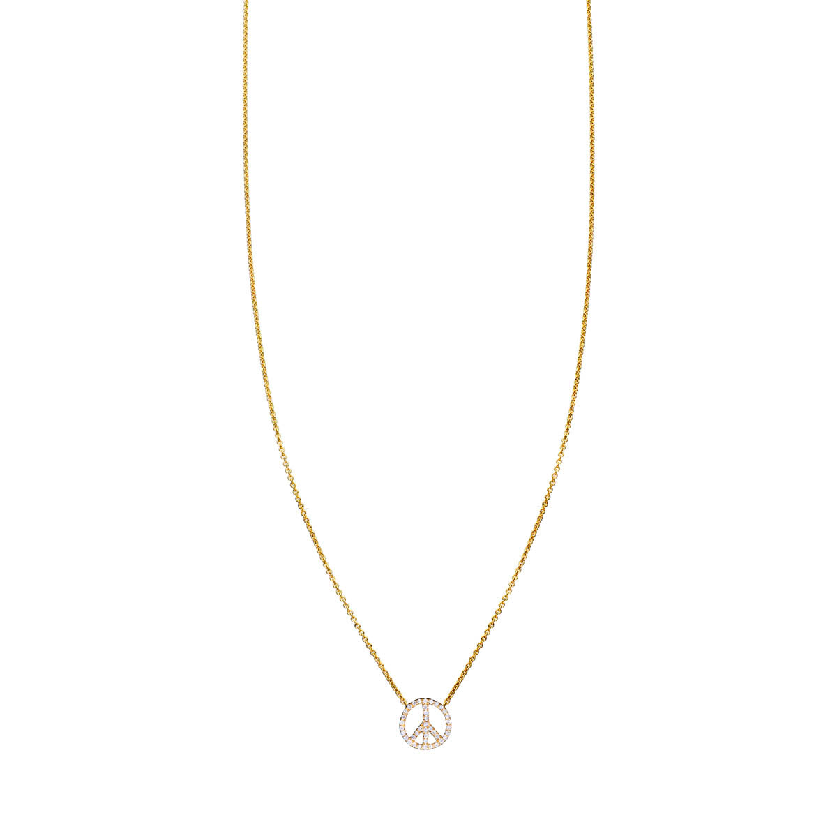 white diamond small peace sign necklace PRN 241 WD