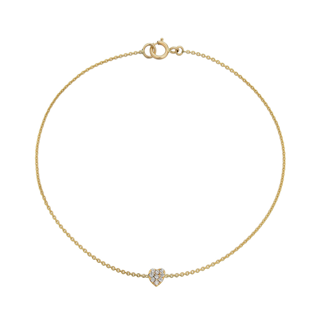Dainty white diamond tiny heart bracelet - delicate everyday jewelry