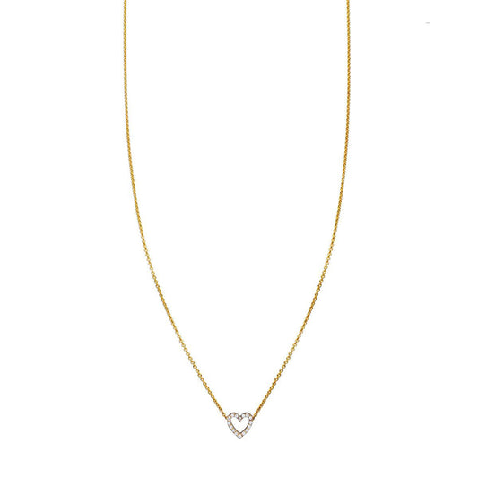 white diamond tiny heart outline necklace PRN 521 WD