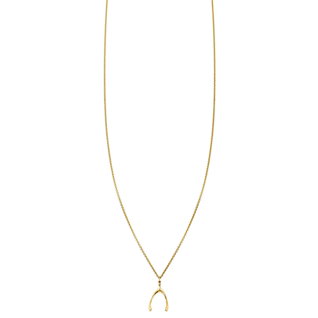wishbone dainty charm petite necklace PRB 040 14KY