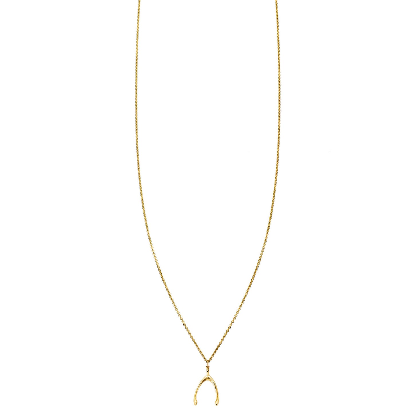 wishbone dainty charm petite necklace PRB 040 14KY