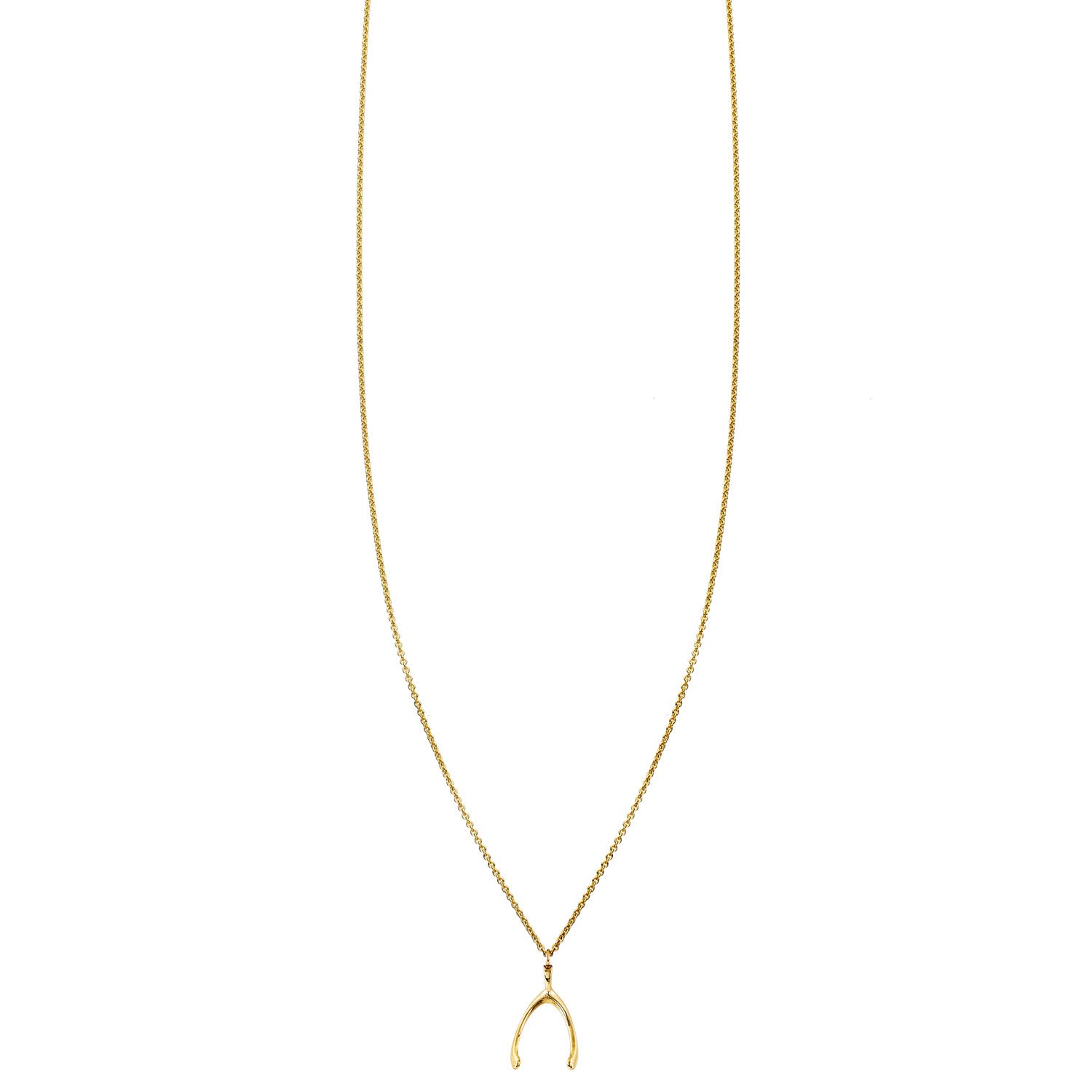wishbone dainty charm petite necklace PRB 040 14KY