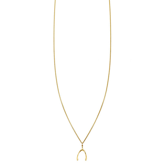 wishbone dainty charm petite necklace PRB 040 14KY