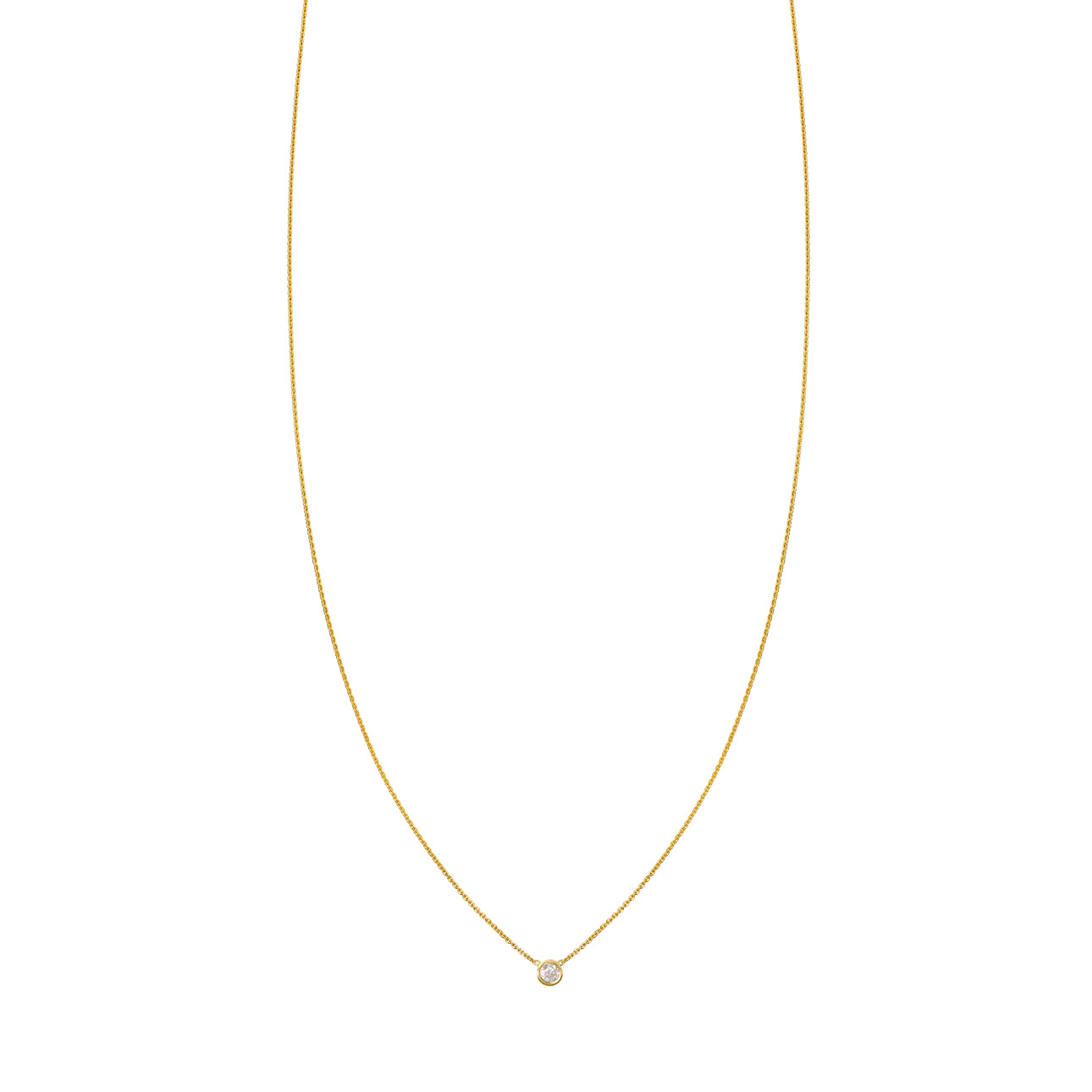 yelow gold solitaire diamond necklace