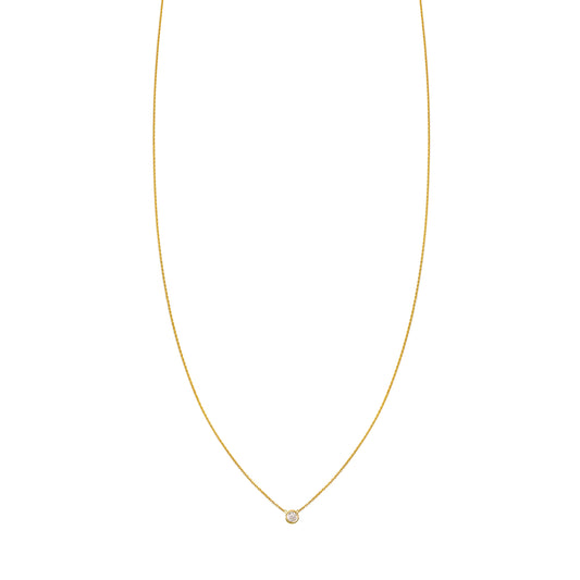 yelow gold solitaire diamond necklace